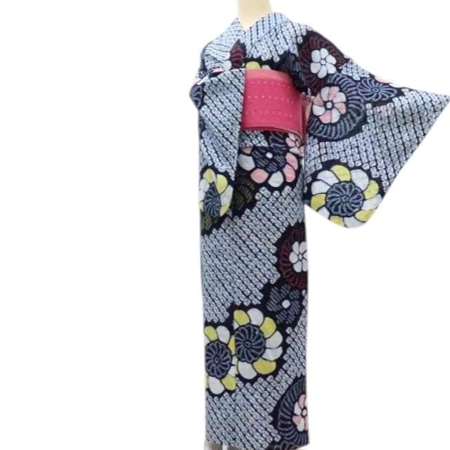 専用Y3423◆美品 有松鳴海絞り 綿 居敷当て付 手縫い 高級浴衣