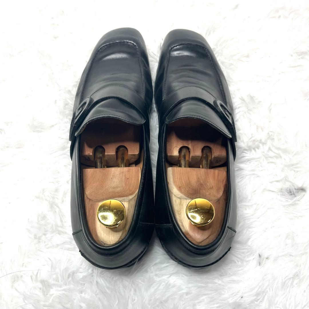 【美品】 GUCCI グッチ GGロゴ ベルト ローファー 26.5cmブラック