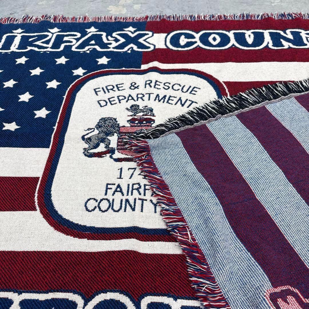 星条旗　消防　マルチカバー　ソファーカバー　ヴィンテージラグ　120x176