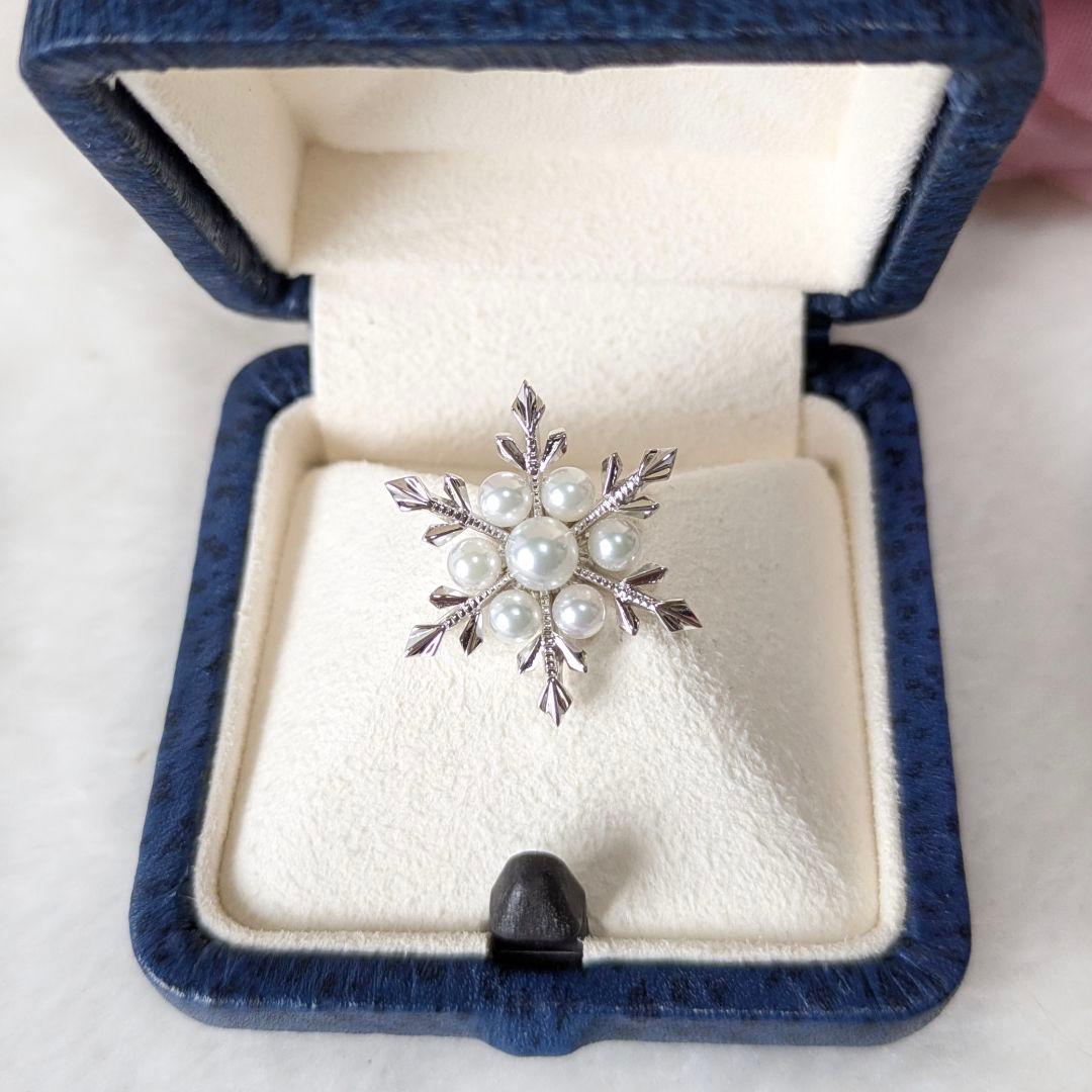 ✨ほぼ未使用✨MIKIMOTO パール7珠 ピンブローチ 雪の結晶