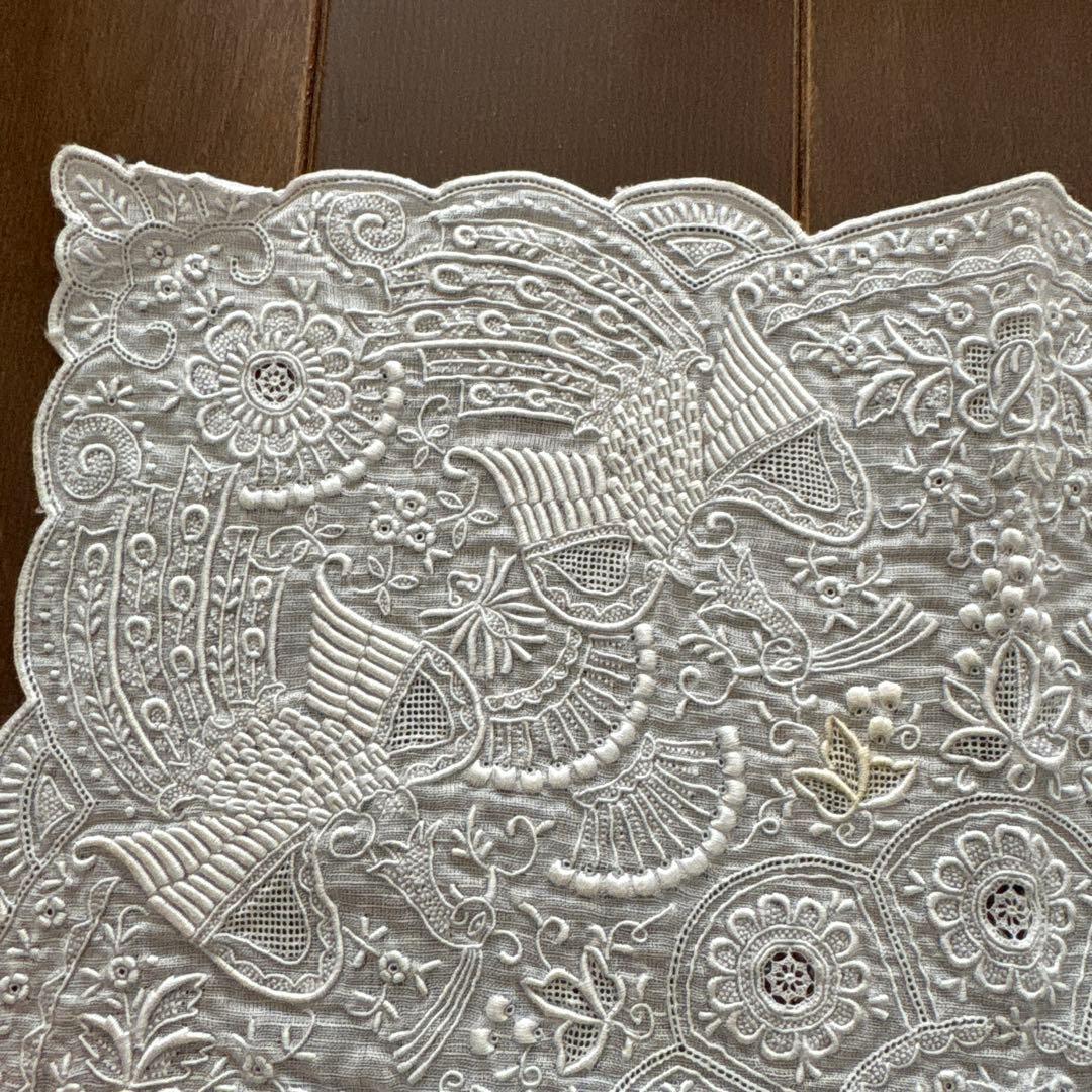 SWATOW ハンカチ　汕頭　手刺繍　鳳凰　スワトウ　花柄　ヴィンテージ