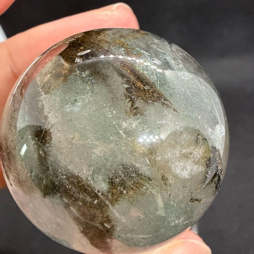 ルチル×クォーツインガーデンクォーツ　スフィア【ファントム、虹】ランダム台座付き