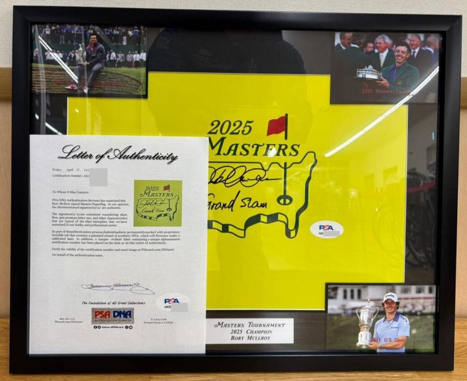 ローリー・マキロイ グランドスライム達成マスターズ優勝 直筆サイン 鑑定書付