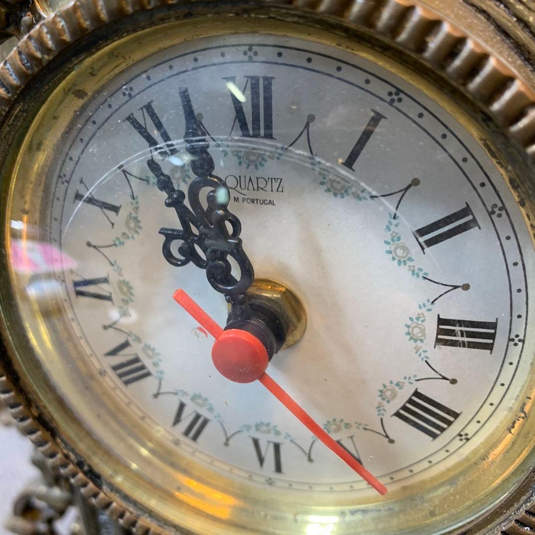 I468R クオーツ 置き時計 アンティーク 真鍮 クラシック