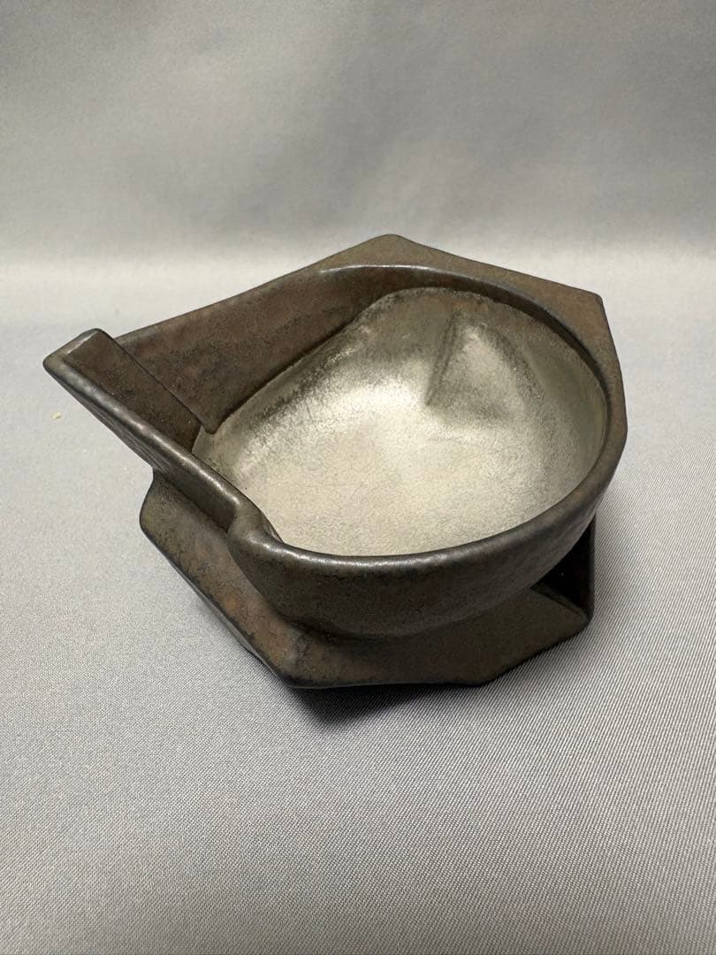 【値下】山下幾太郎　鉄黒プラチナ彩幾何ぐい呑