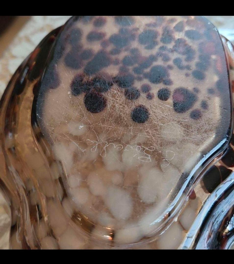 アールヌーボーガラス　吹雪紋金彩盛り薔薇エナメル画　最終値下げ