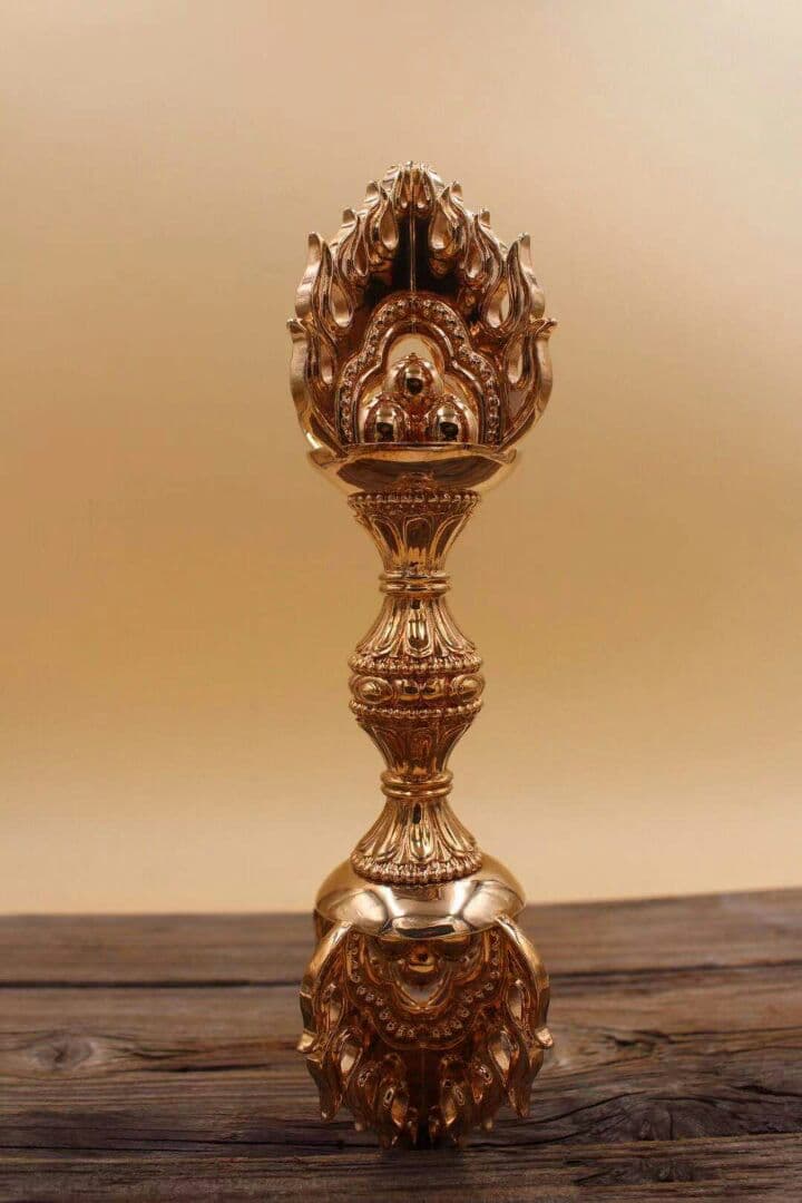 密教法器 宝珠金剛杵 仏教法具 真鍮製 vajra 22cm