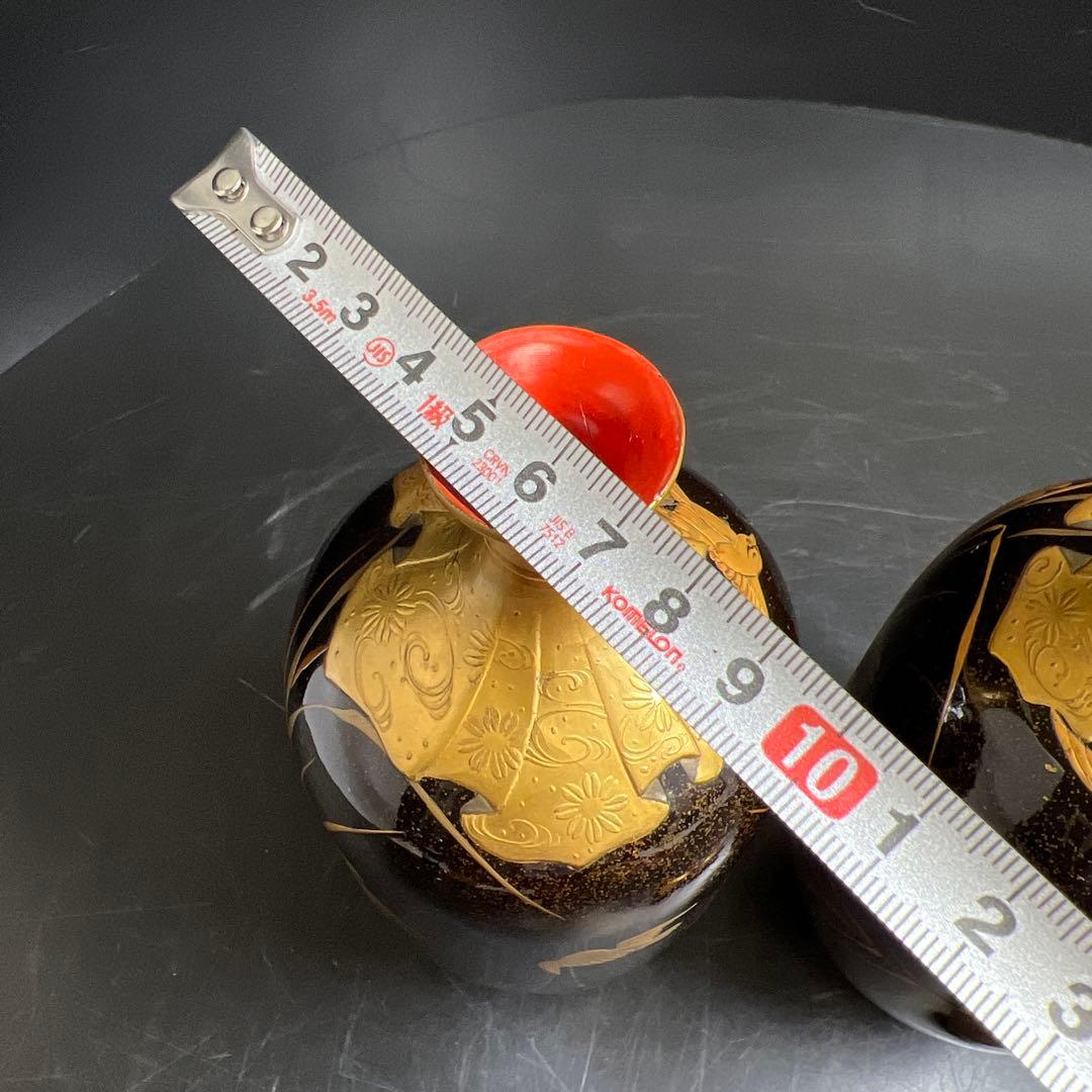 時代　極上手　蒔絵酒瓶子一対　木箱付　高さ約21㎝　東Y7-1125☆2Fトコニ