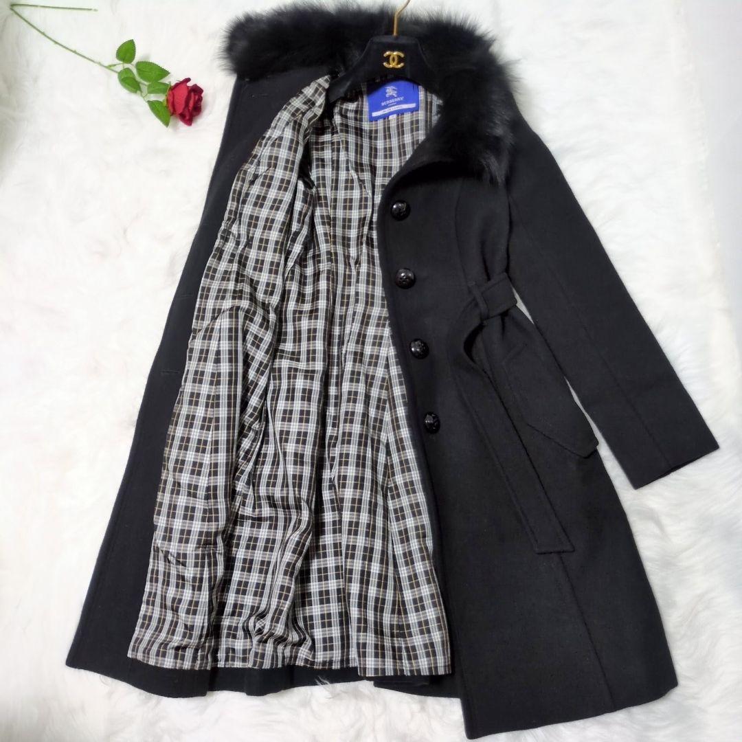 appleバーバリーブルーレーベル フォックスファー ロングコート 38