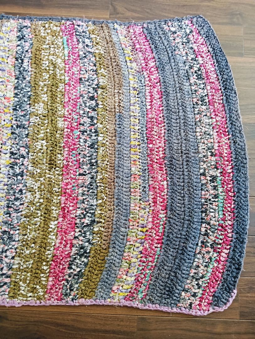 レア美品　昔の針編みの襤褸のフリークロス　敷物