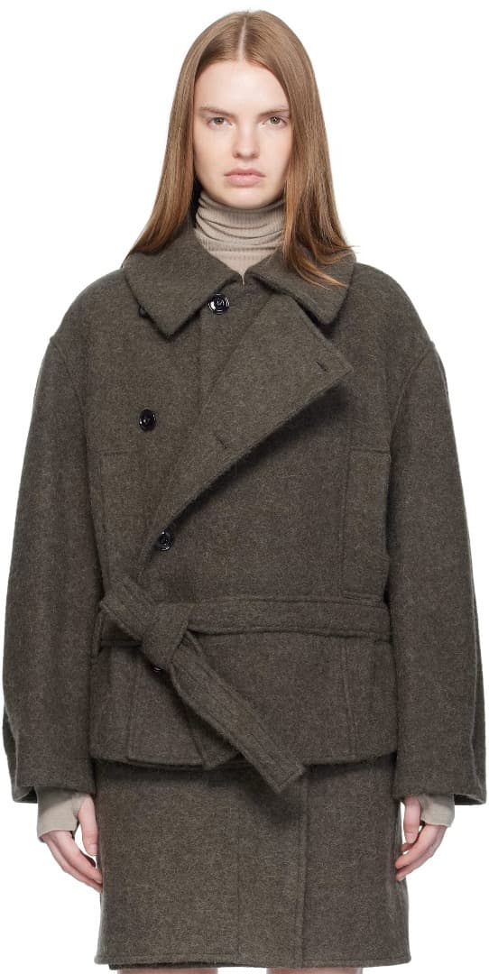 ジャケット・アウター LEMAIRE SHORT ASYMMETRICAL BATHROBE COAT