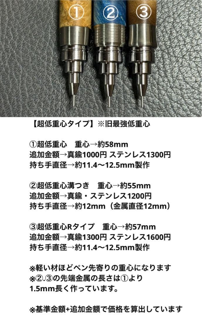 221屋久杉油木トラ杢　木製シャーペン　超低重心溝付き　ステンレス