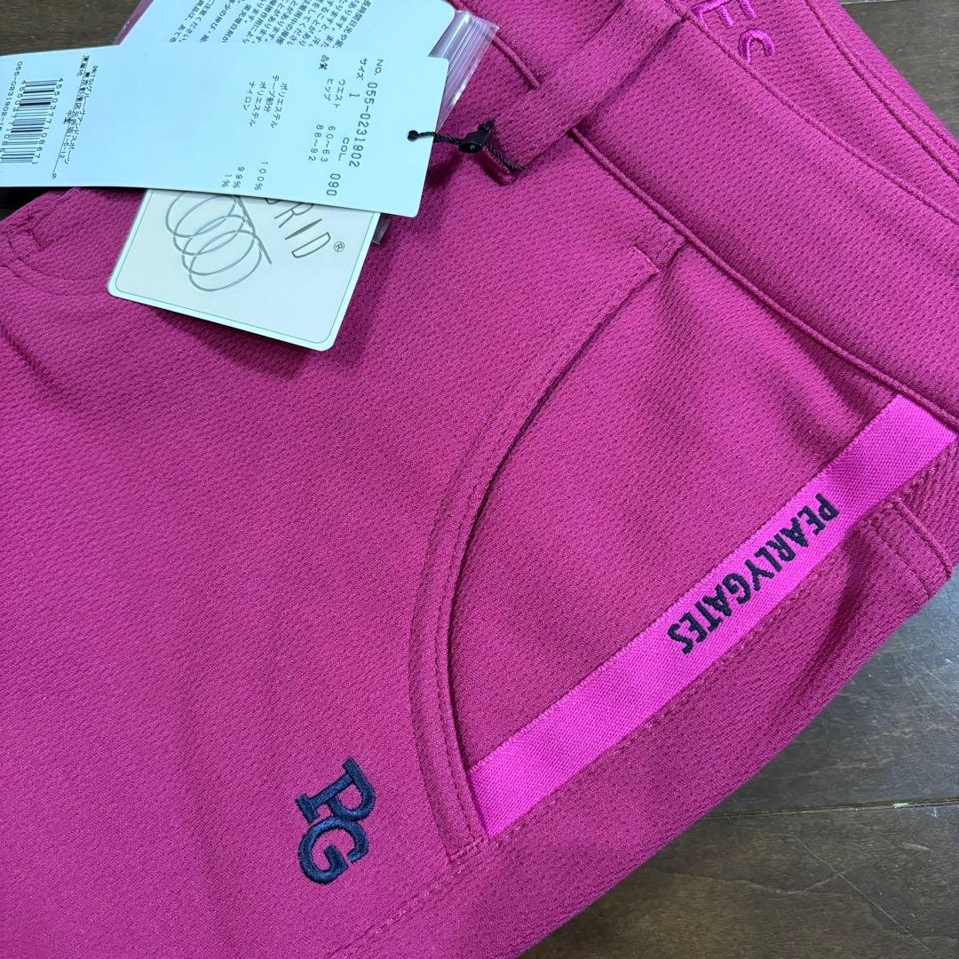 ★パーリーゲイツPEARLYGATES美脚ストレッチパンツ新品未使用ピンク系1M