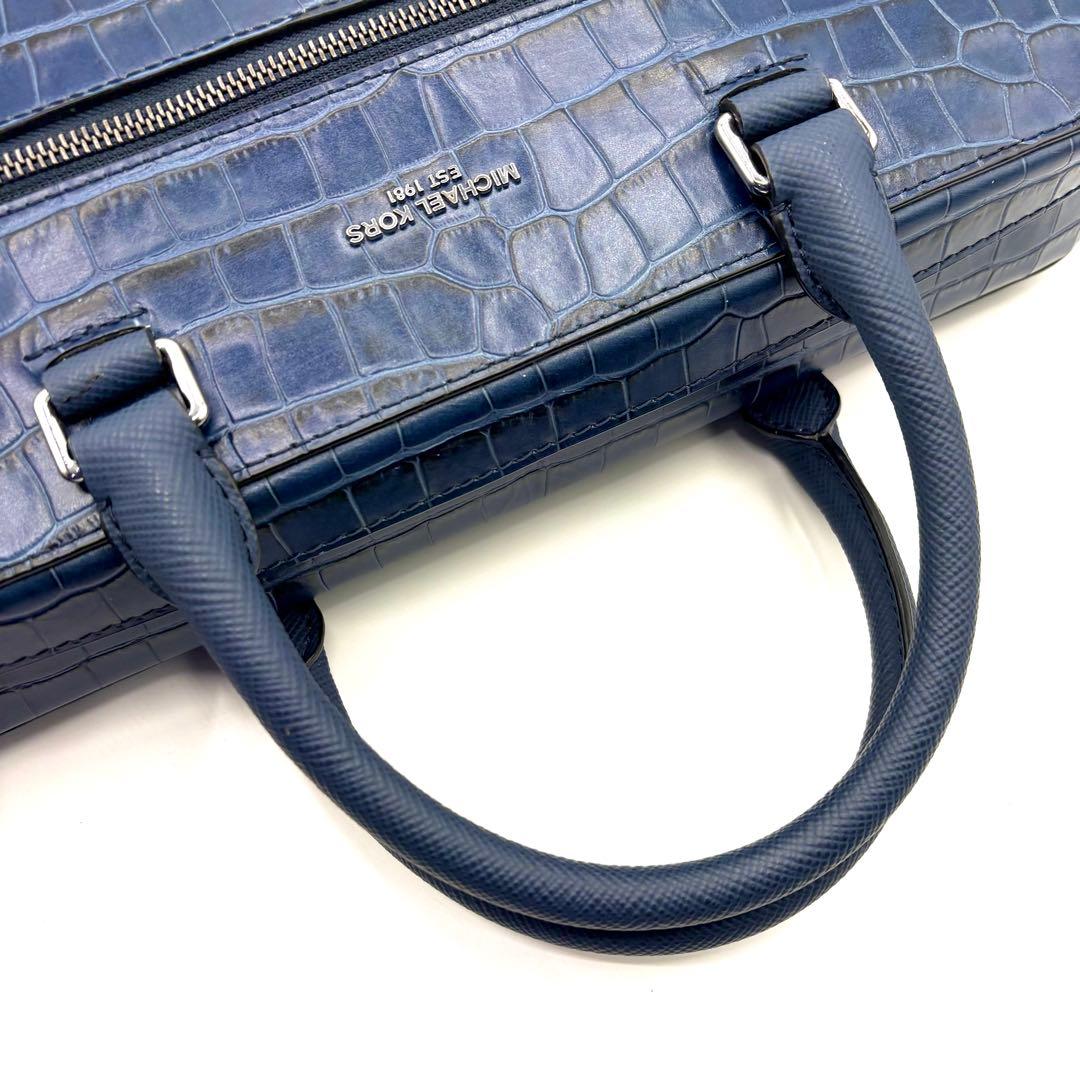 未使用級 2way マイケルコース クロコ型押 イタリアンレザー ブリーフケース
