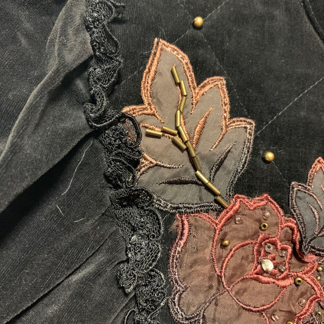 ジンカトウ ジンカトー マント フラワー 体型カバー 着物 V系 別珍 ベロア