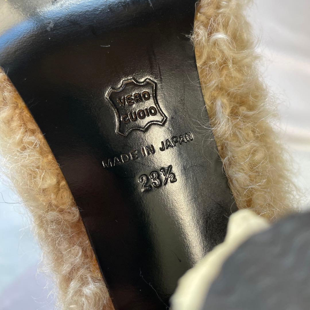 日本製　マイパンダ　本革　毛皮　ラム　ブーティ　ショートブーツ