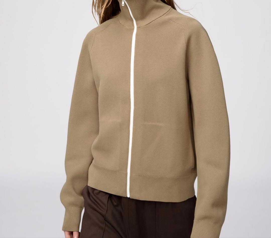 ユニクロC　ミラノリブフルジップカーディガン XXL ベージュ