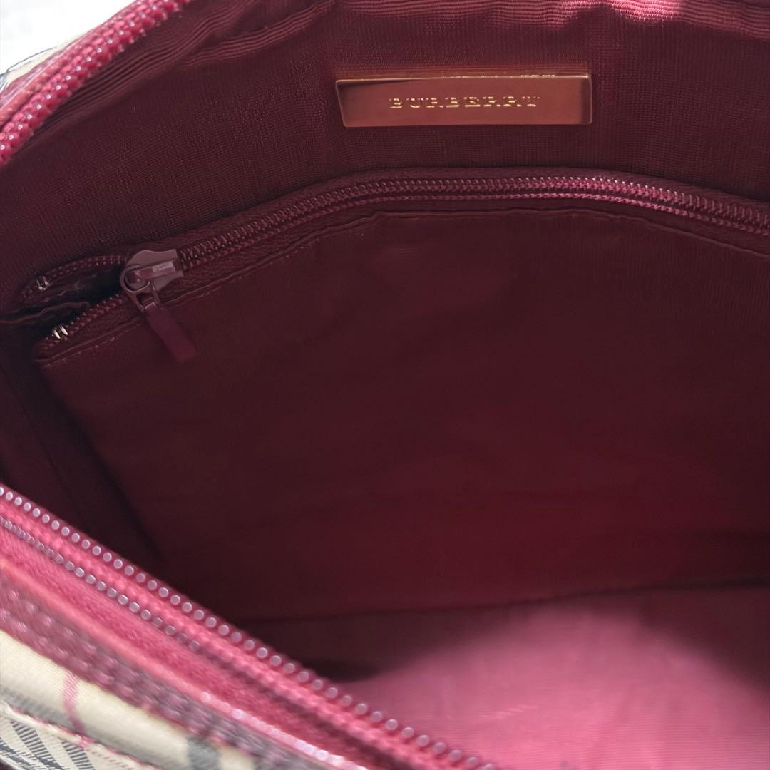 Burberry バーバリー　ショルダーバッグ　ノバチェック　レザー　レッド