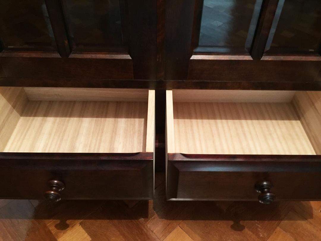 北海道民芸家具 飾り棚 本棚 ガラスキャビネット ディスプレイ棚