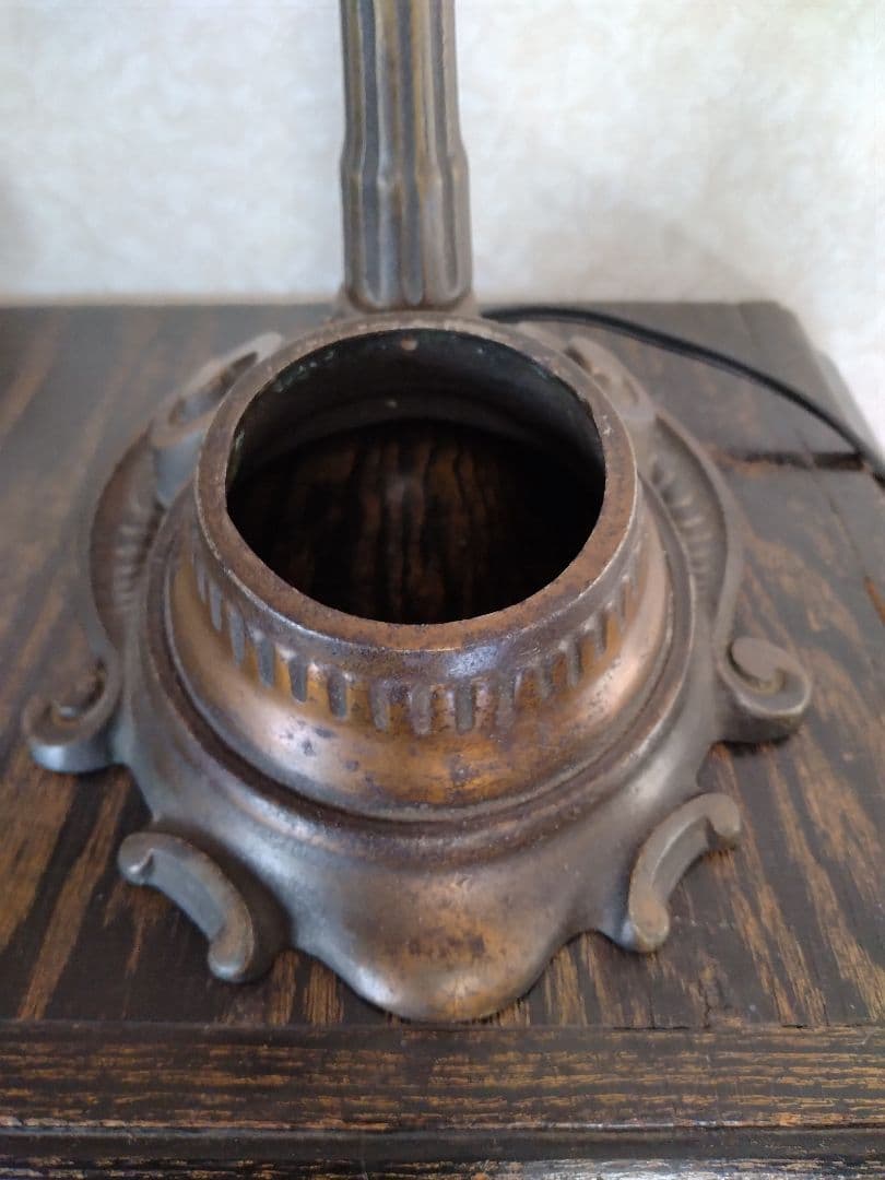 アメリカンビンテージ　レトロ　アンティーク　 ブロンズデスクライト　時計付き照明