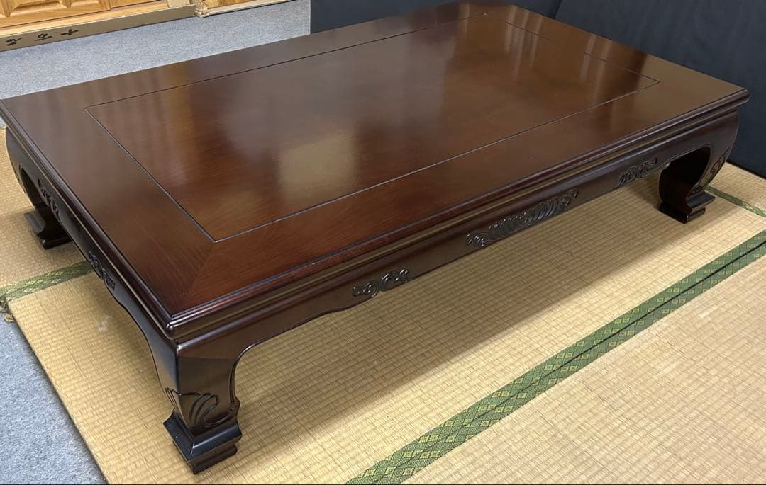 展示品 カリモク 新品 座卓　開梱設置付　紫檀 座敷机 すれ傷 現品処分