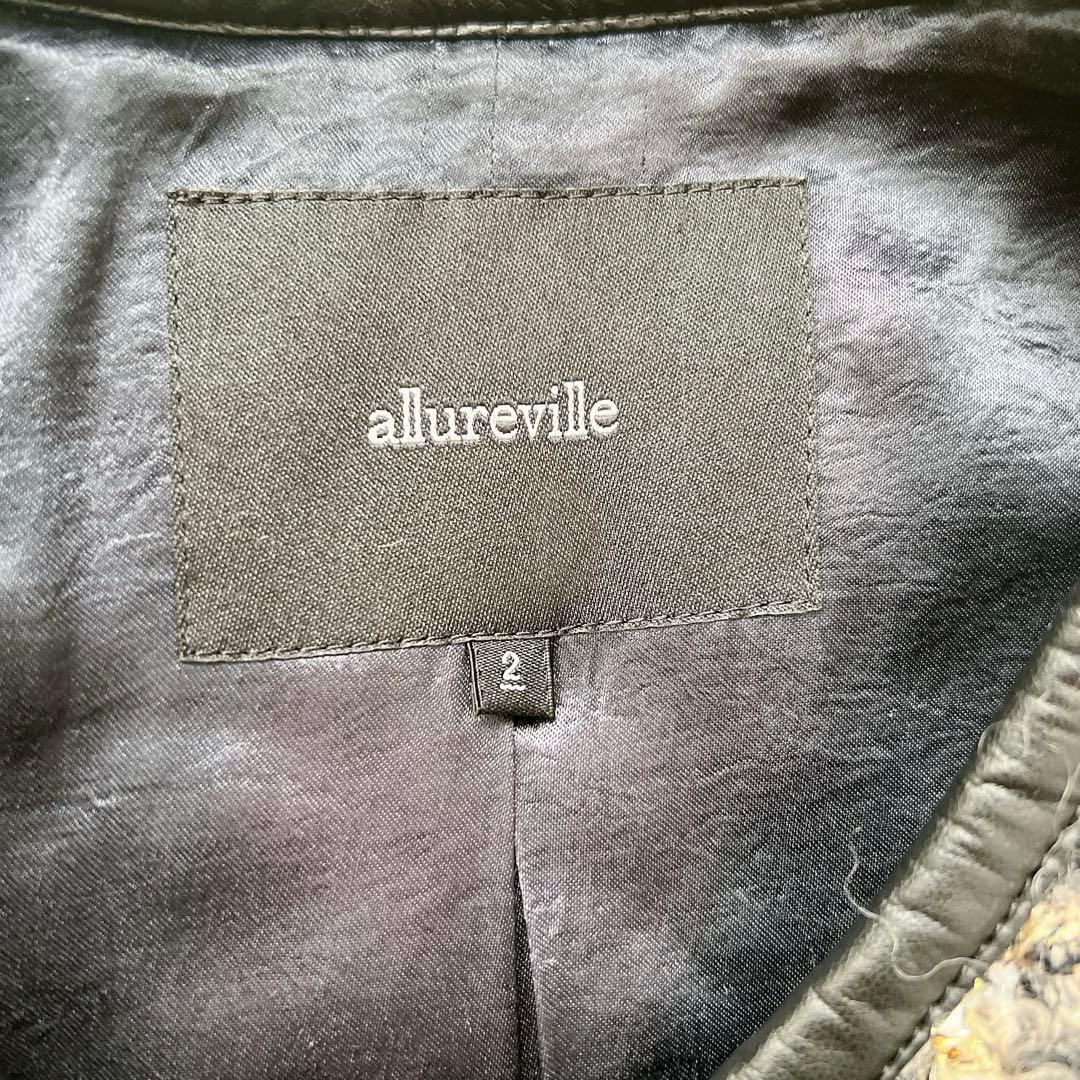 allureville　ツイードノーカラーコート　ジャケット　金ボタン　2