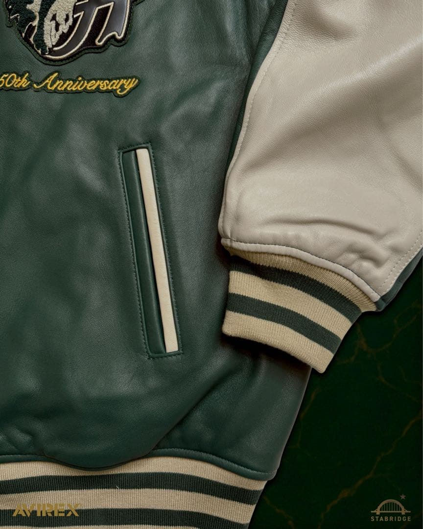 AVIREX STABRIDGE VARSITY JACKET XL グリーン