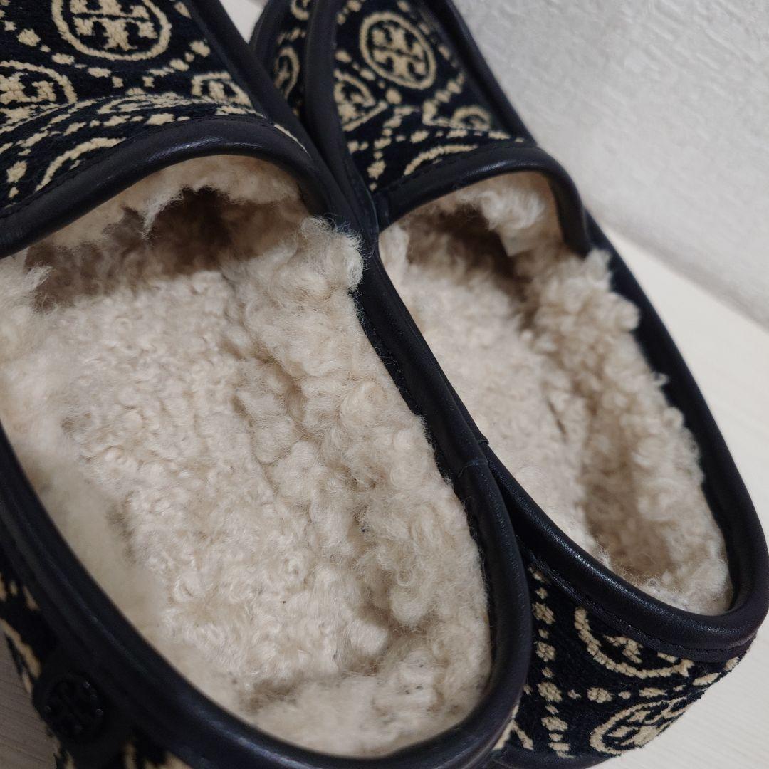 【レア商品】TORY BURCHトリーバーチ　ボアハーフレザーローファー