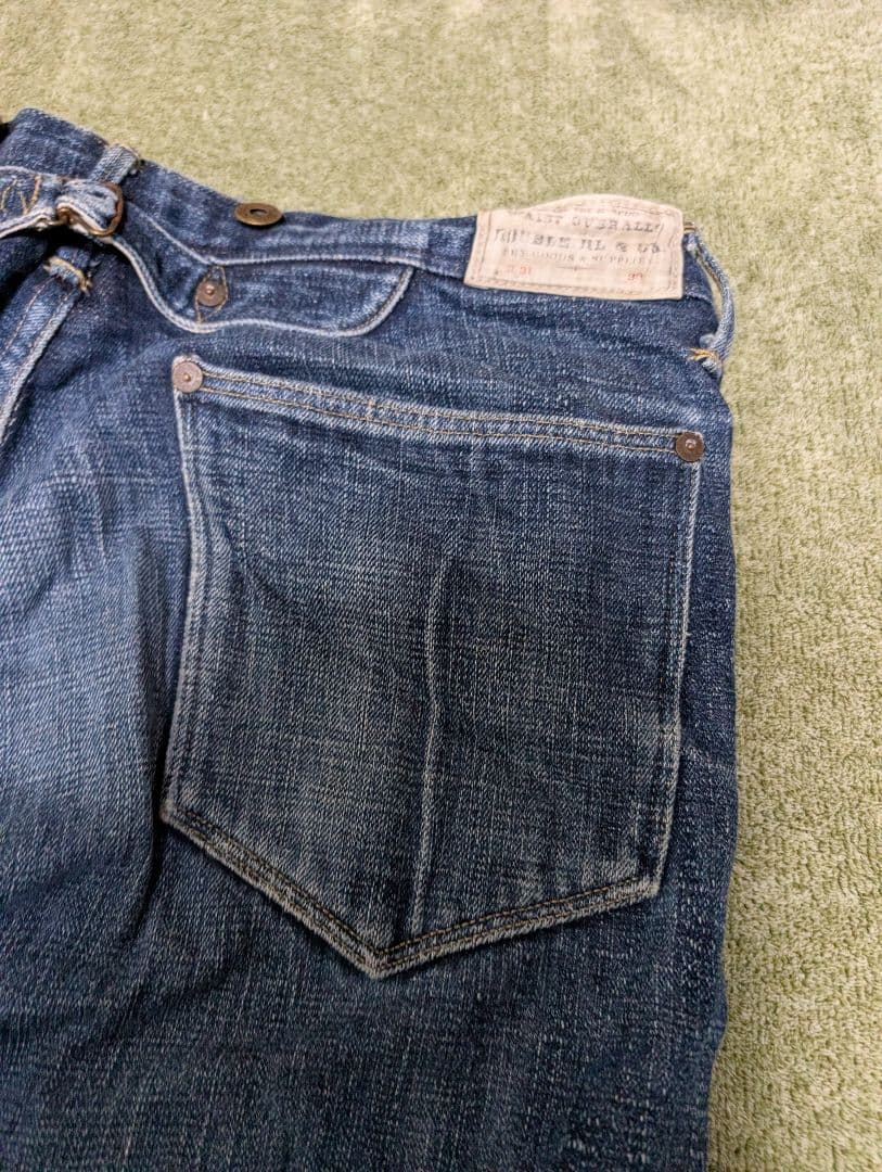 I*様 ダブルアールエル　ダークブルー ストレートデニム フライボタン 33×3