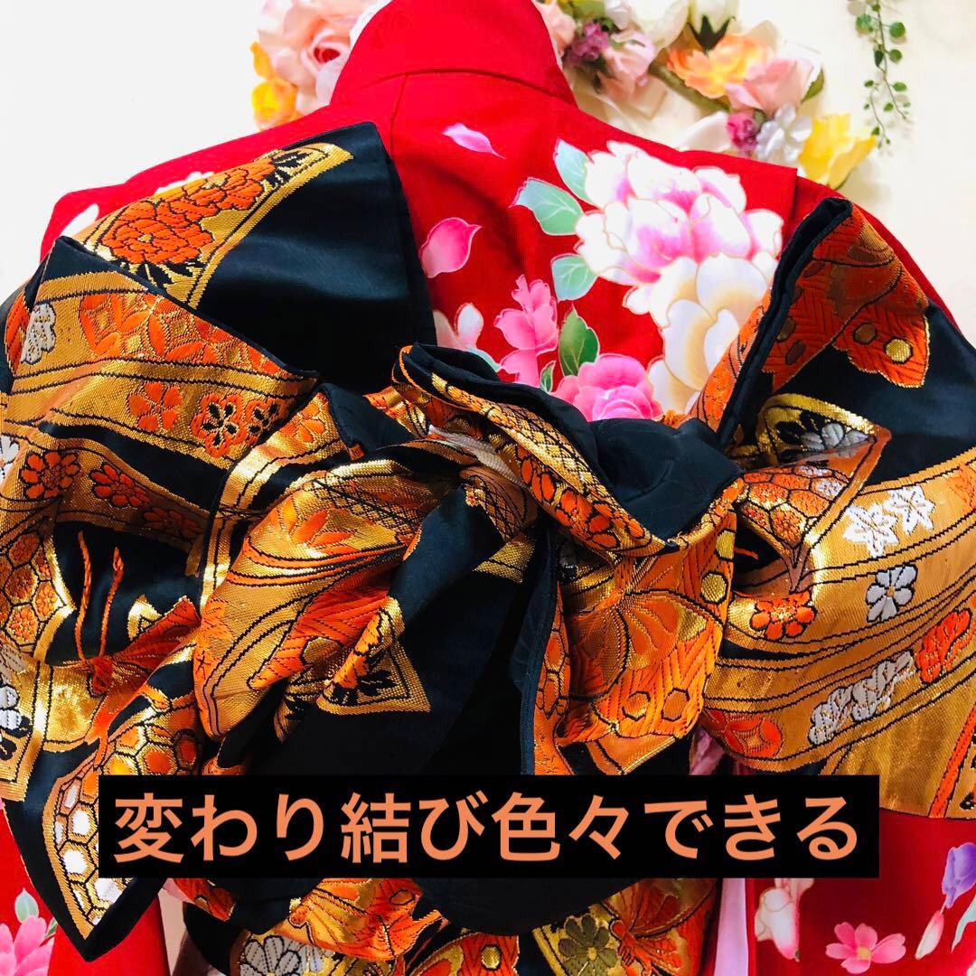 七五三七歳未使用着物‼️人気赤地暈し⭐︎薔薇金糸刺繍煌びやか際立つ⭐︎安心フルセット