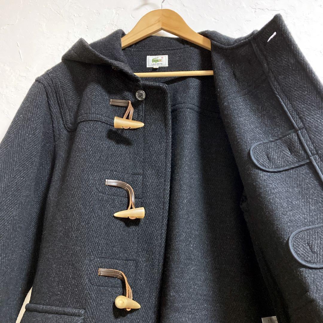 ラコステ　ヘリンボーン　ダッフルコート　フード　グレー　L