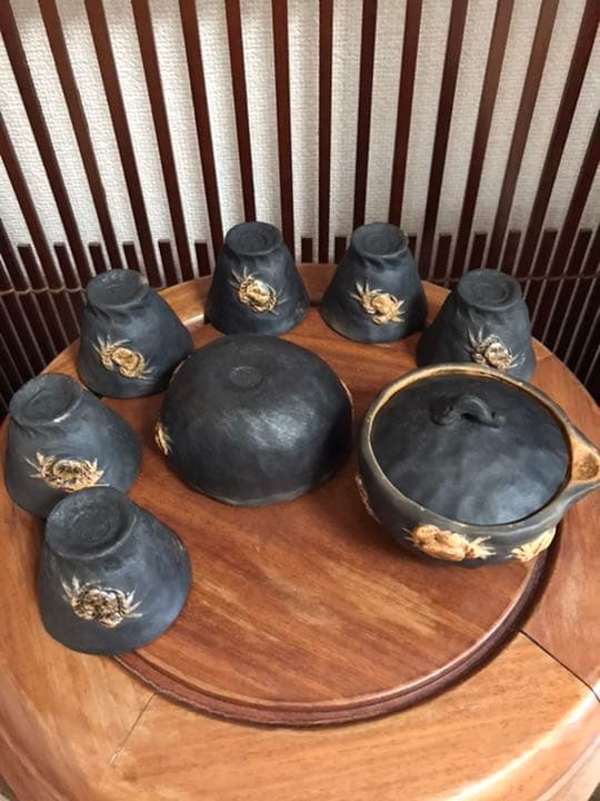 希少 幻の一品 名工 中川鷺脚 造 鷺脚焼 蟹彫刻 細密彫刻 煎茶器