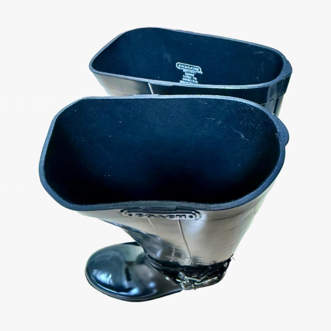 ooo【新品未使用】COACH コーチ レインブーツ 24cm 7ブラック