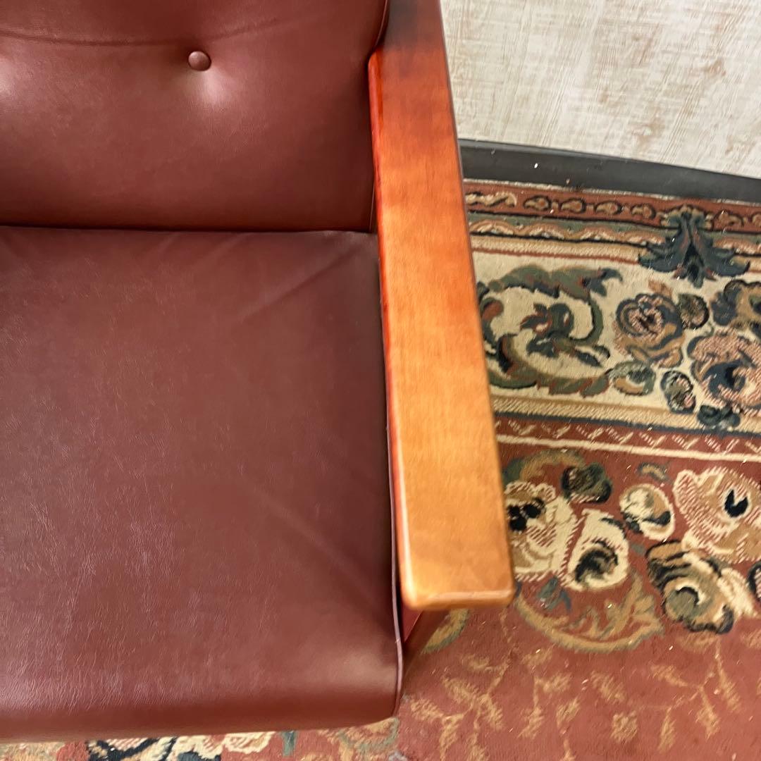 ②北欧レトロ プラス 木製フレーム アームチェア 一人掛けソファー ロビーチェア