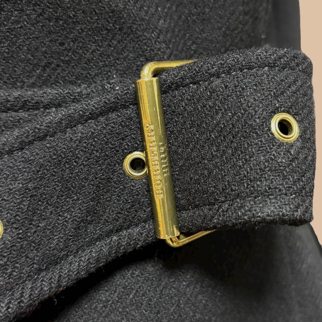 美品正規品ユーロ規格BURBERRYBRITカシミヤ混ウールコートチェック柄黒M