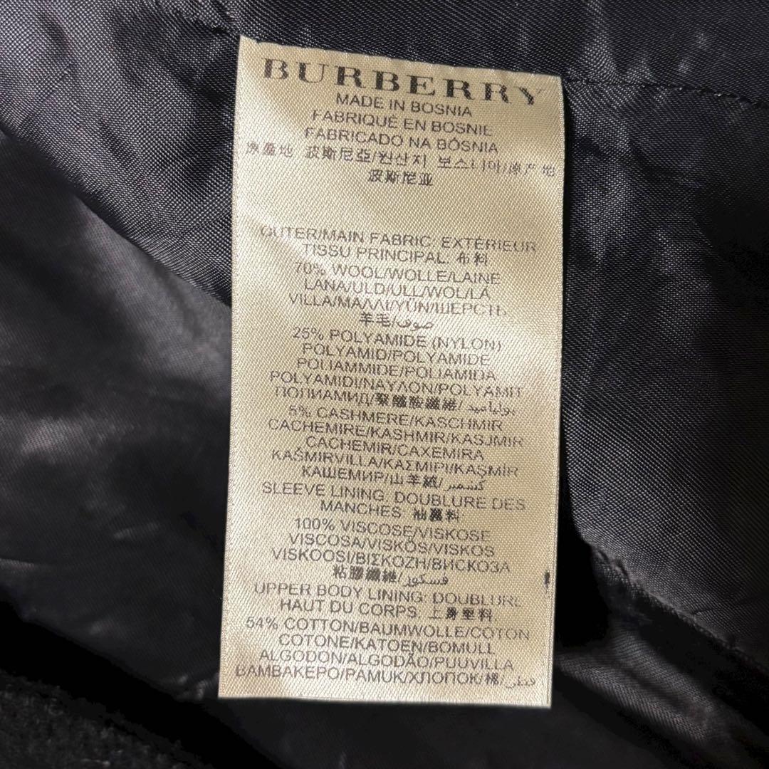 美品正規品ユーロ規格BURBERRYBRITカシミヤ混ウールコートチェック柄黒M