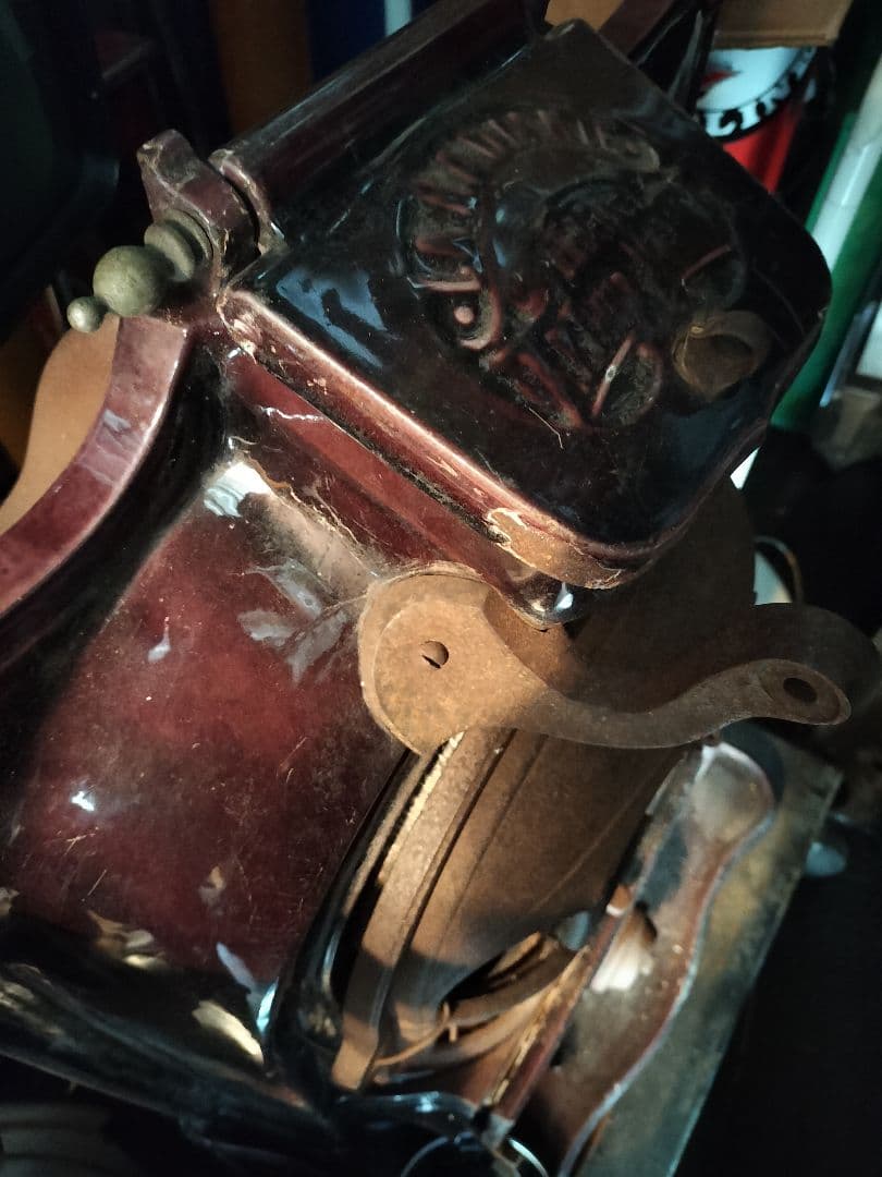 フランスアンティークストーブ　暖炉　エナメル塗装　アンティーク　赤