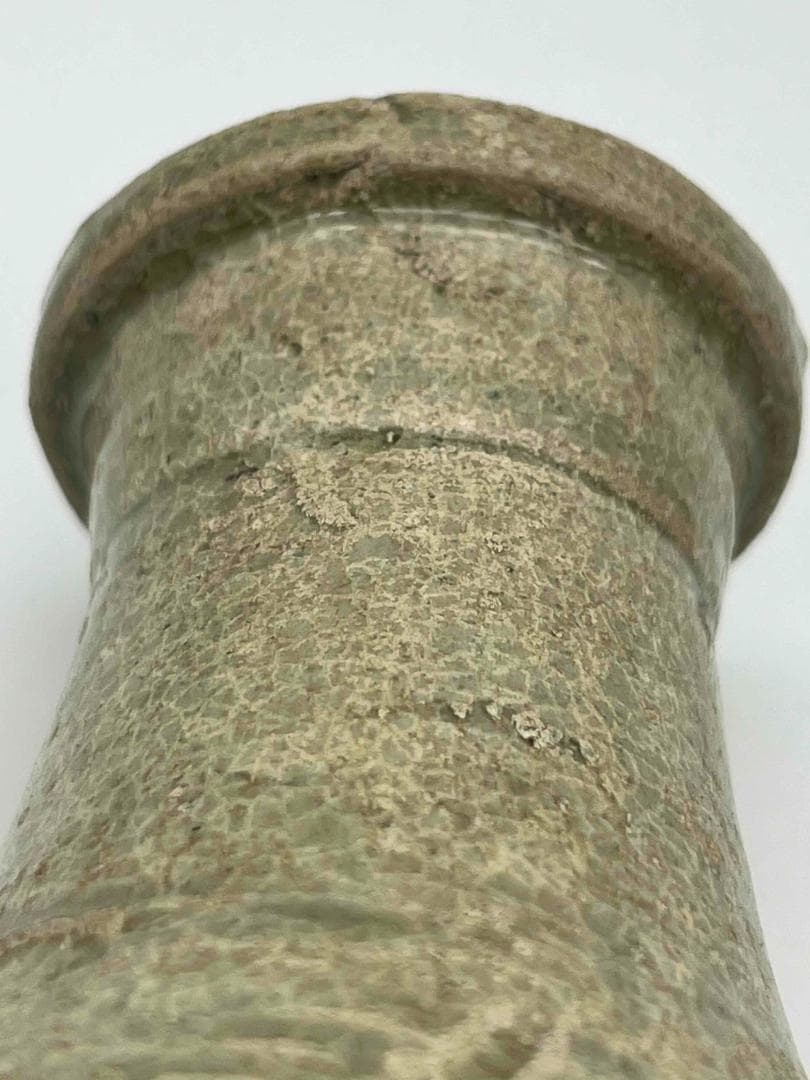 宋時代　青磁 湖田窯 刻牡丹蓮花文瓶 壺 尊 水注　影青 青白磁(D-46)