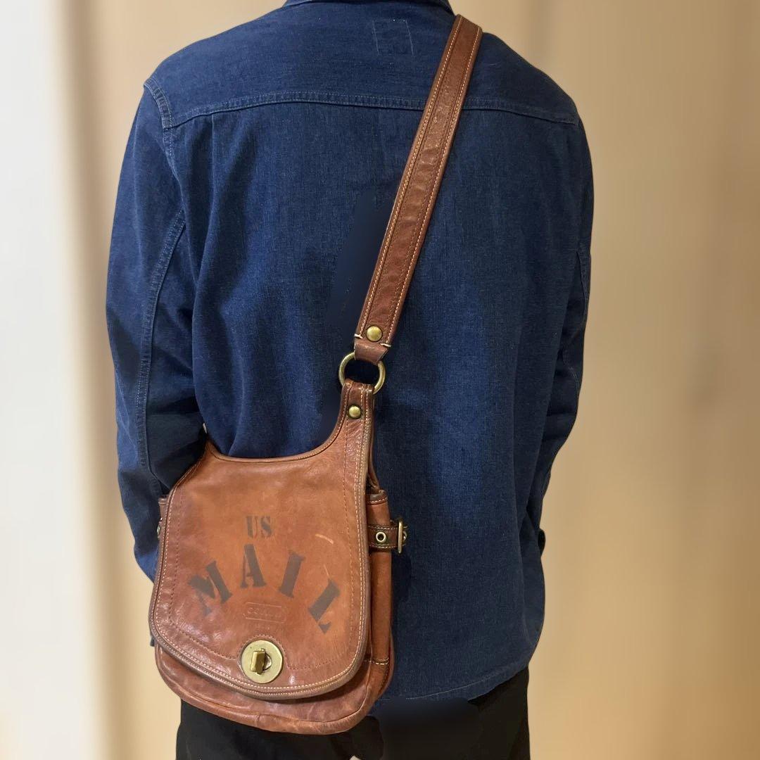 珍品　OLDコーチ　US MAIL ショルダーバッグ　ターンロック　ブラウン