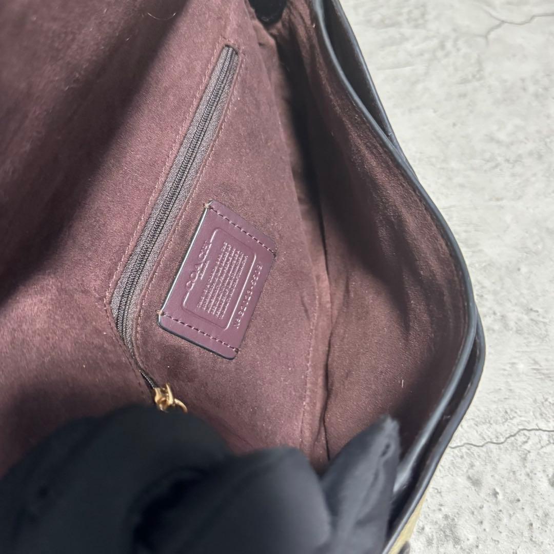 極美品✨️コーチ ワンショルダーバッグ ジョージ タビー PVC レザー 蛇柄 黒