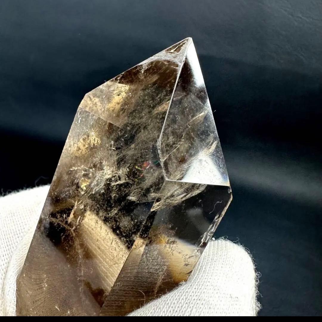 【金運· 魔除 】ルチルクォーツ ☆虹☆スモーキークォーツダブルポイントA950