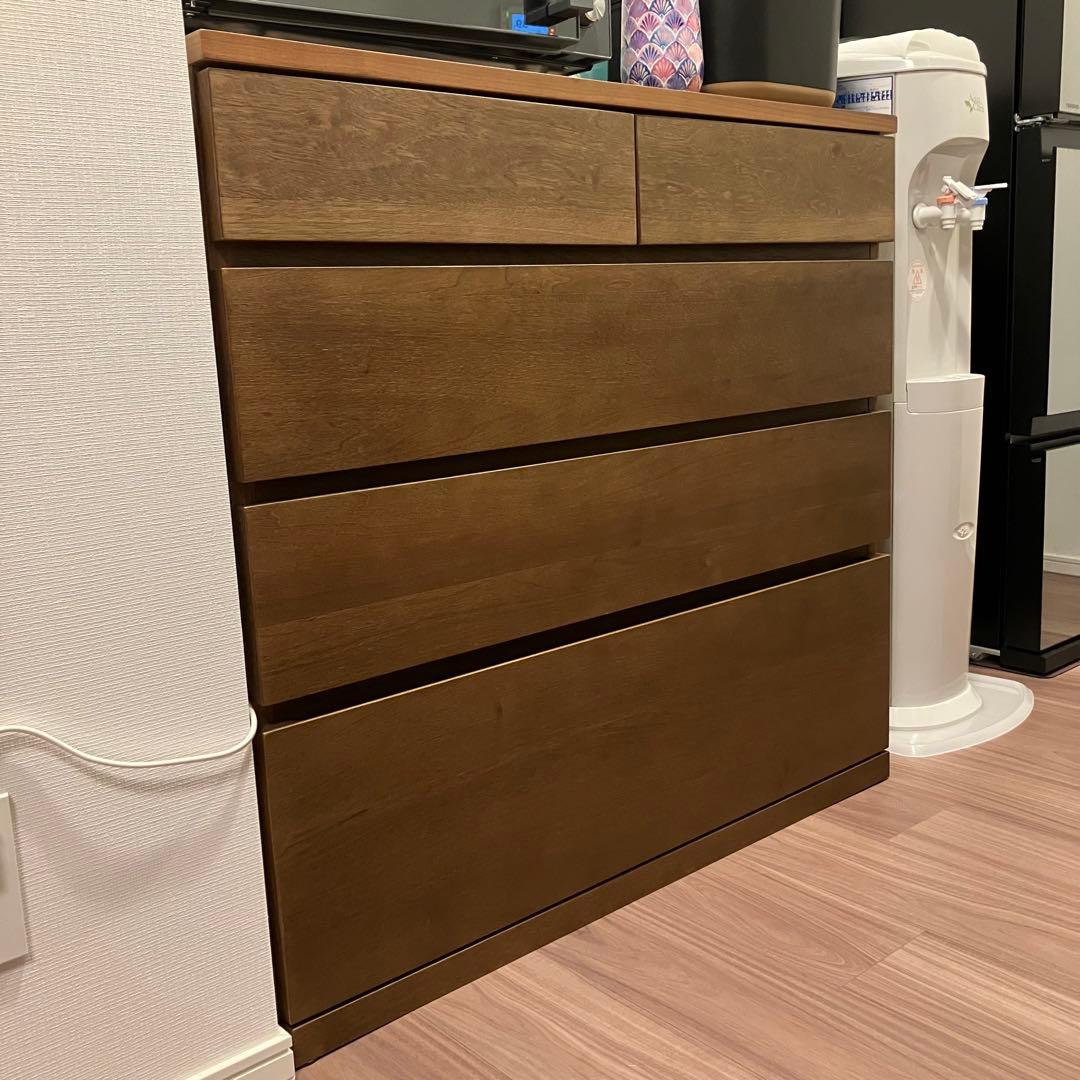 美品◎無印 木製チェスト４段　ウォールナット材