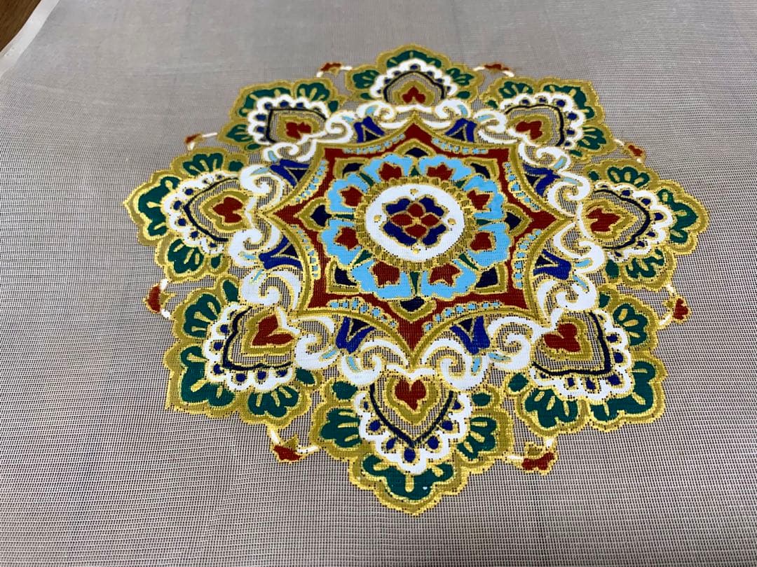 正倉院柄見本の布　　正絹硬め紗