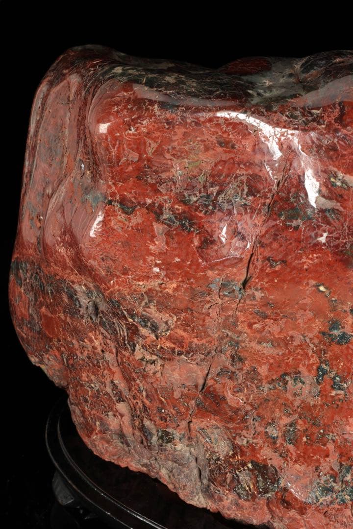 佐渡 赤玉石 碧玉 赤石 鑑賞石 水石 原石 鑑賞石 飾石 台座付 47.5kg