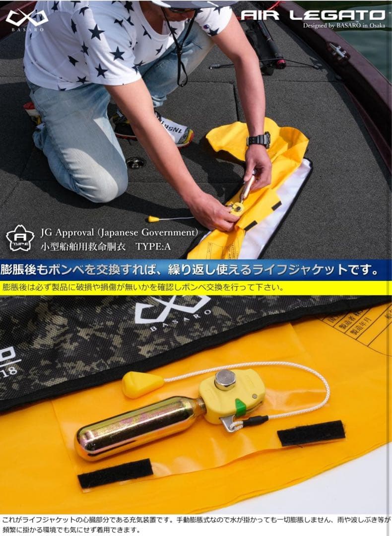 新品 桜マーク ライフジャケット 手動膨脹式 ボンベ付き 型式承認品