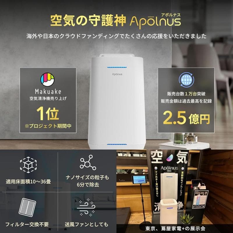 【未開封新品】空気清浄機 大型 36畳対応 フィルター交換不要 花粉PM2.5対