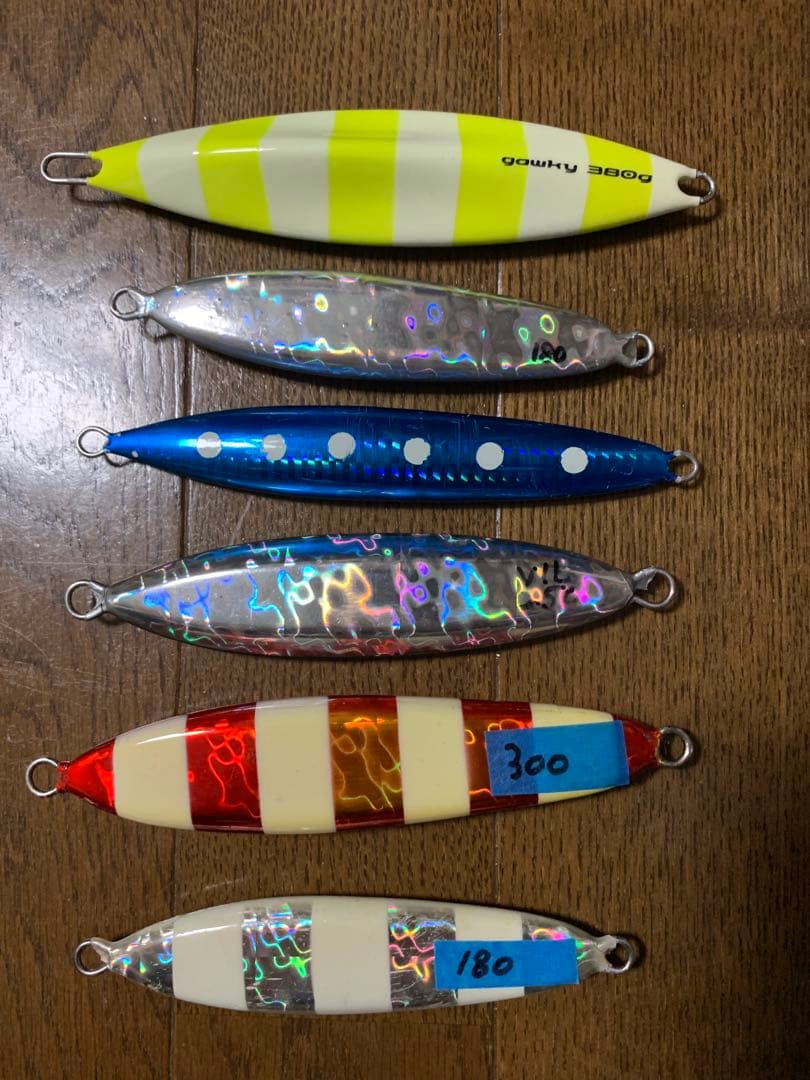 スロージギング メダルジグ、バッグ、フックセット 180g〜380g