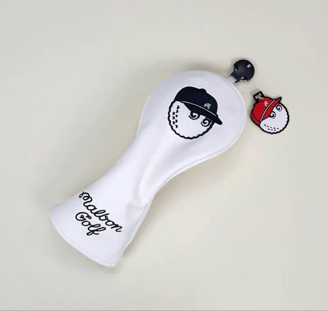 【大人気新品4点セット】野球帽Malbon Golfマルボンゴルフクラブカバー白