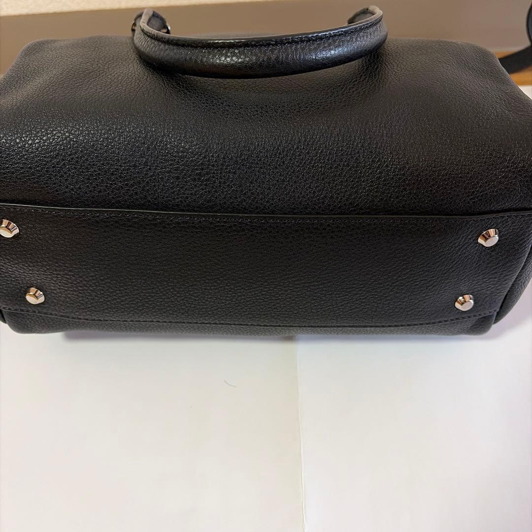 agasa h ブラックレザーショルダーバッグ