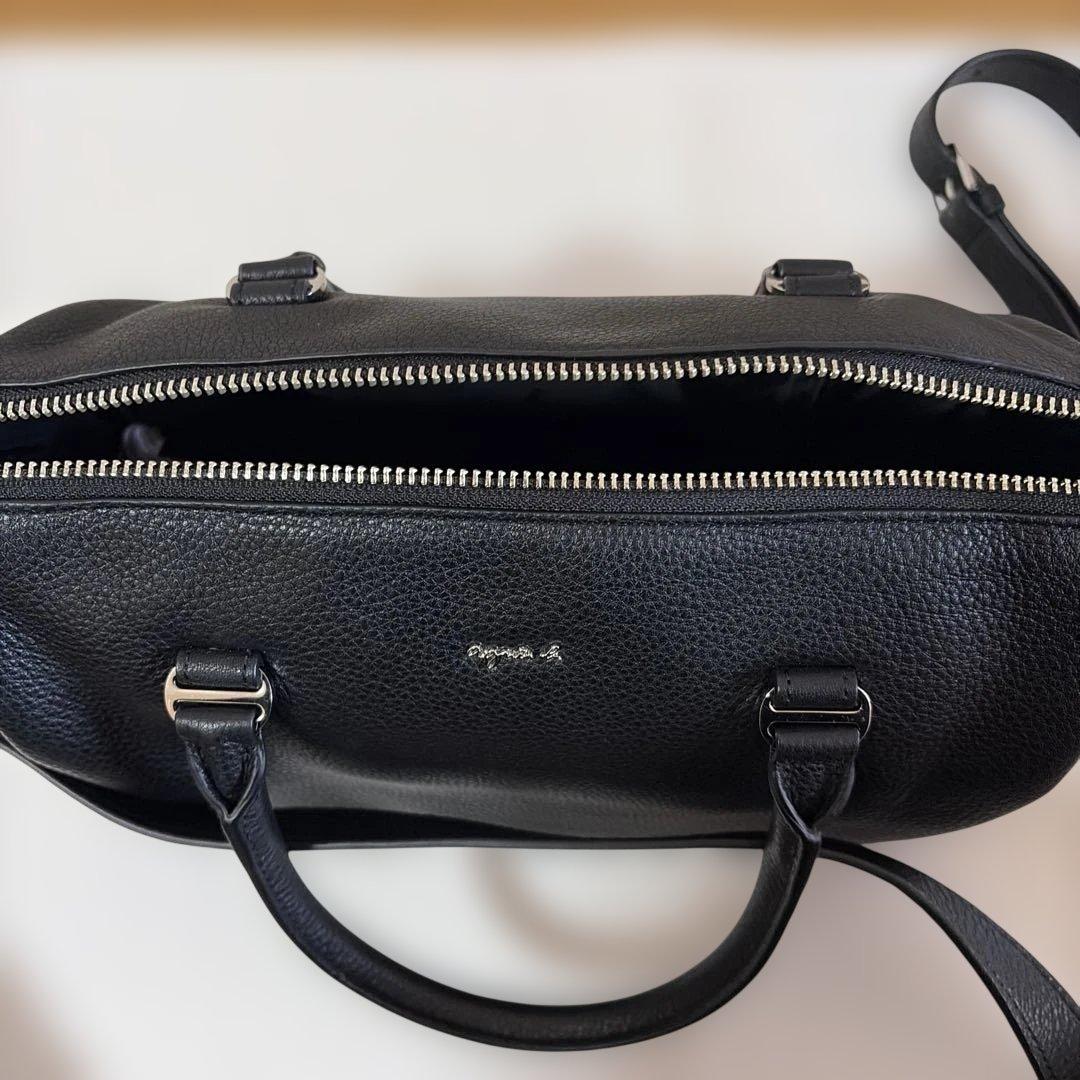 agasa h ブラックレザーショルダーバッグ